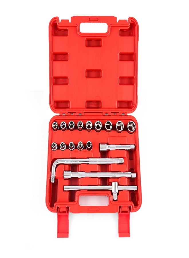 FREEMANS 1/2" Square Drive 18 Pieces HEX Sockets set With Carry Box, Chrome Vanadium Steel, Use for Home & Industrial || Professional Automobiles || Bike || Car Repair Tool Kit || 1 Year Warranty - Image 1