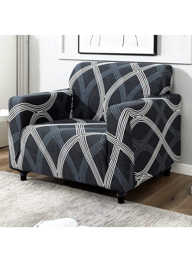 HOKIPO 95% Polyester, 5% Spandex Stretchable Elastic Couch Cover 1 Seater (Ar-4093-D18, Grey) - Image 1