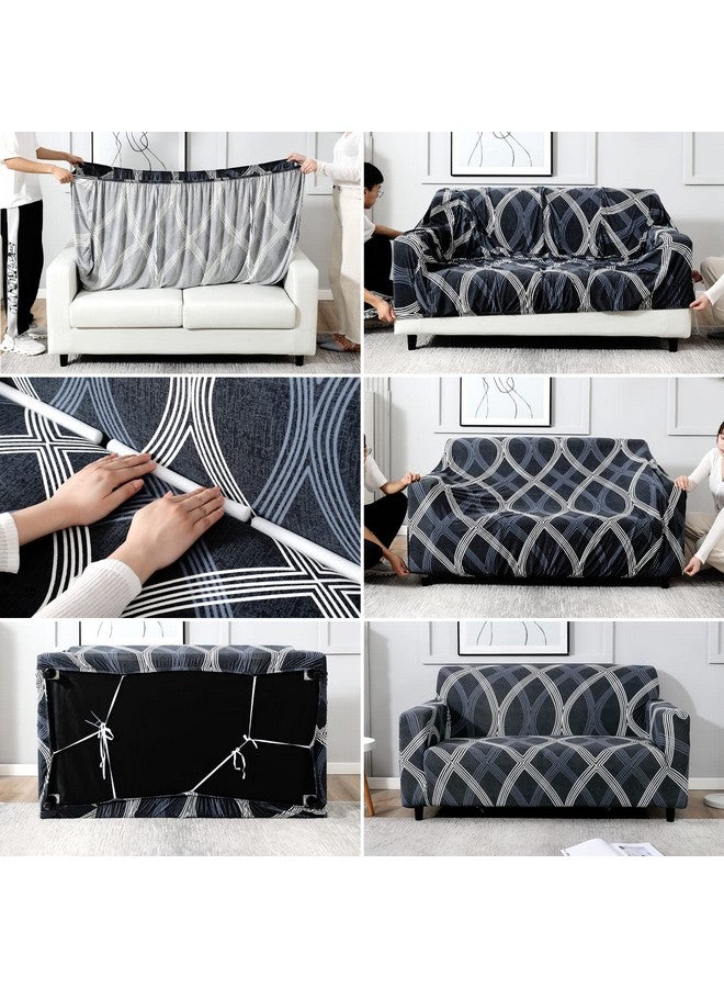HOKIPO 95% Polyester, 5% Spandex Stretchable Elastic Couch Cover 1 Seater (Ar-4093-D18, Grey) - Image 3