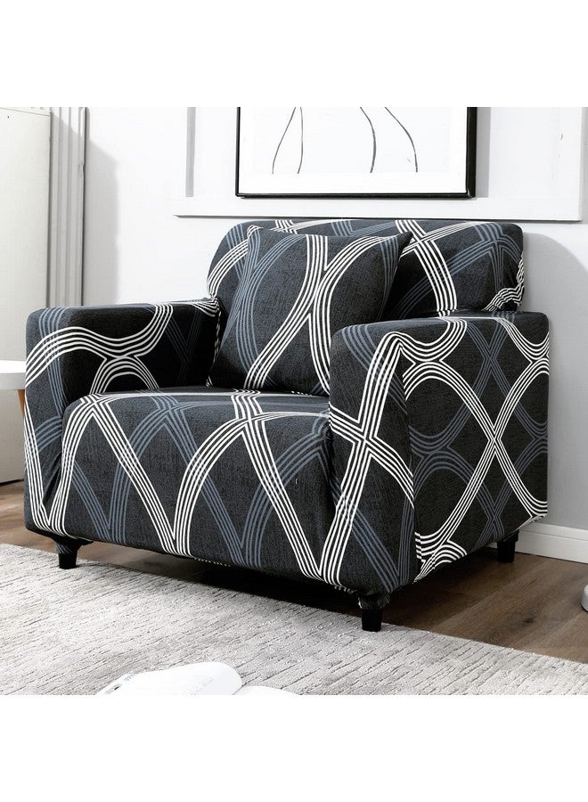 HOKIPO 95% Polyester, 5% Spandex Stretchable Elastic Couch Cover 1 Seater (Ar-4093-D18, Grey) - Image 2