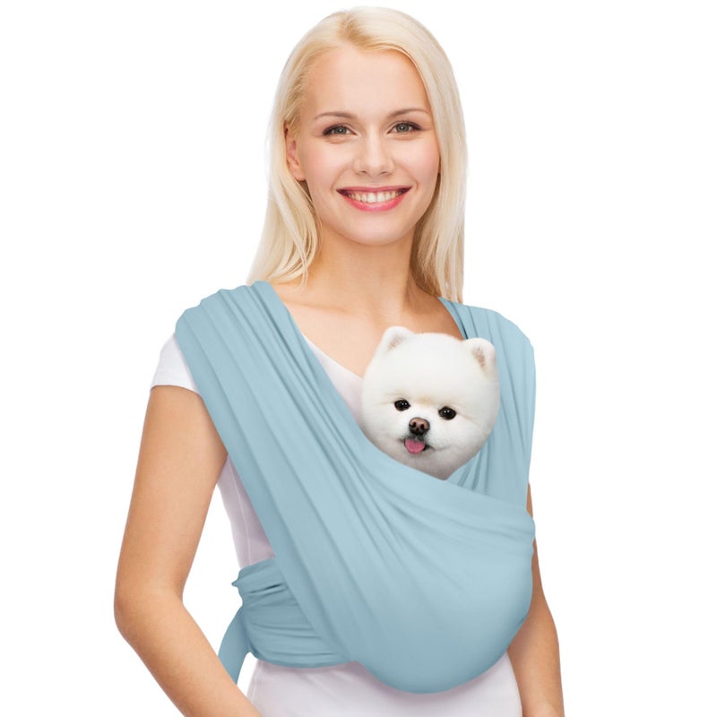 AnccoPlus Dog Carriers for Small Dogs Front Facing Dog Sling Carrier Hands Free Cat Carrier Size Adjustable Reducing Back Pain Premium Cotton Safe and Soft Dog Carrier Regular Baby Blue - Image 2