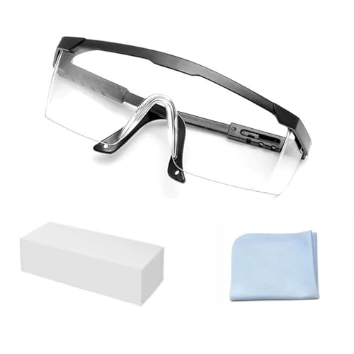 mozeeda Safety Glasses, Anti-fog Eye Protective Glasses Scratch Resistant Clear Wraparound Lenses Safety Goggles and No-Slip Grips, Adjustable Temples Lab Goggles - Image 1