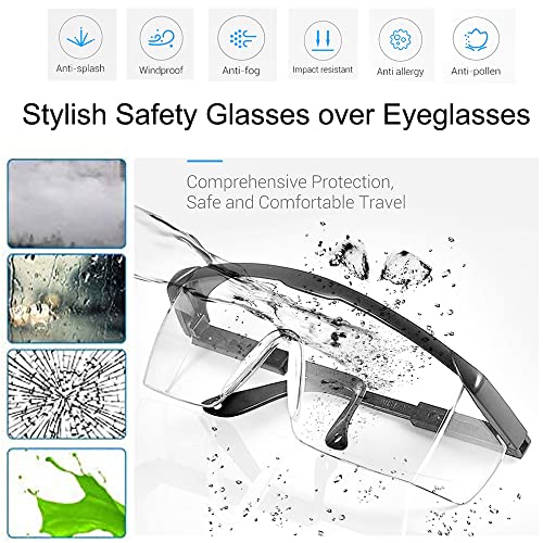 mozeeda Safety Glasses, Anti-fog Eye Protective Glasses Scratch Resistant Clear Wraparound Lenses Safety Goggles and No-Slip Grips, Adjustable Temples Lab Goggles - Image 3