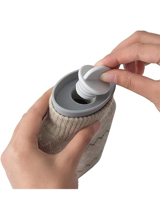 إسكدنيا كيس ماء ساخن مع غطاء متماسك ، زجاجة تسخين كيس ماء ساخن مملوء بالماء كيس ماء دافئ رمادي فاتح 10.3x16 سم - Image 2