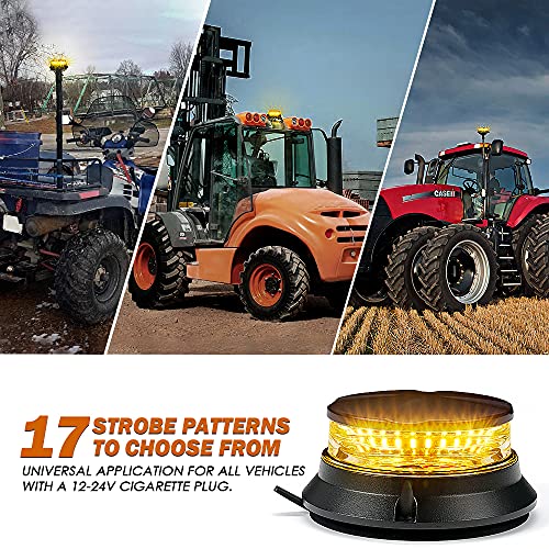 Xprite LED Rotating Beacon Light, 4.5Inch Super Bright Forklift Strobe Lights w/Magnetic Base for 12-24V Construction Truck Patrol Car Tractor Golf Carts-Amber - Image 4