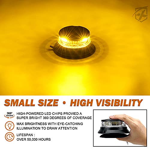 Xprite LED Rotating Beacon Light, 4.5Inch Super Bright Forklift Strobe Lights w/Magnetic Base for 12-24V Construction Truck Patrol Car Tractor Golf Carts-Amber - Image 2