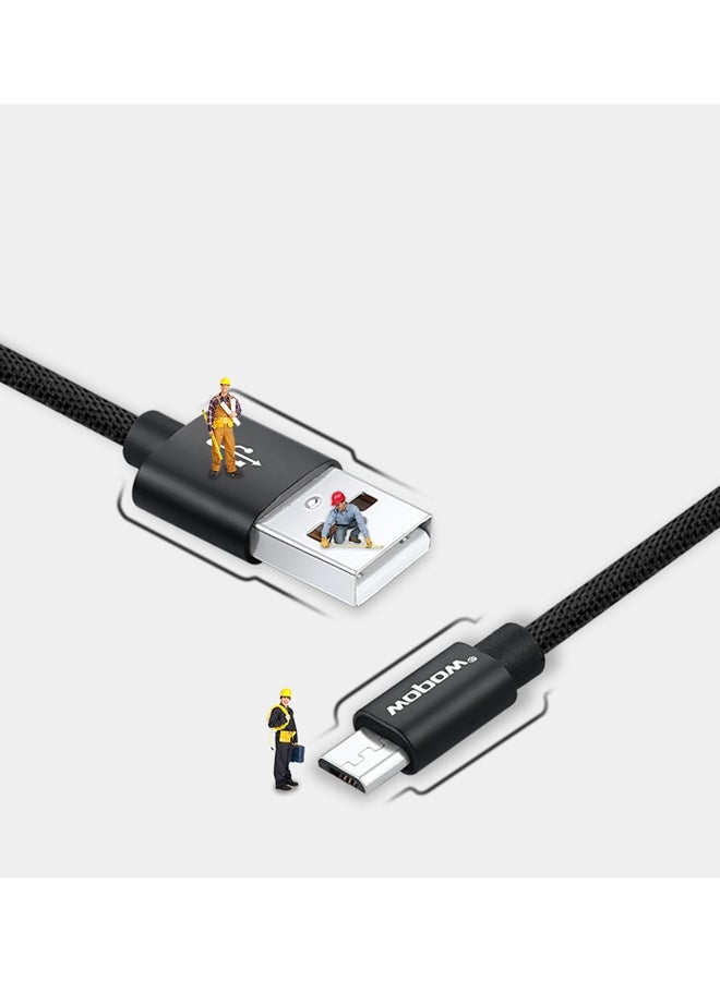 Wopow كابل بيانات مايكرو يو اس بي من وبو MC-04 بطول 1.5 متر بتقنية كوالكوم للشحن السريع 3.0 - أسود - Image 3