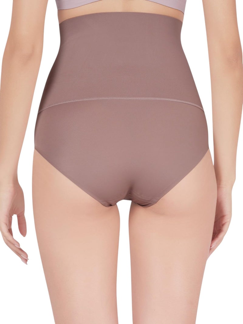 PLUMBURY Seamless High Waist Tummy Tucker| Body Shaper| Slimming Panties for Women Panties Slimming, Brown, Size M - Image 3