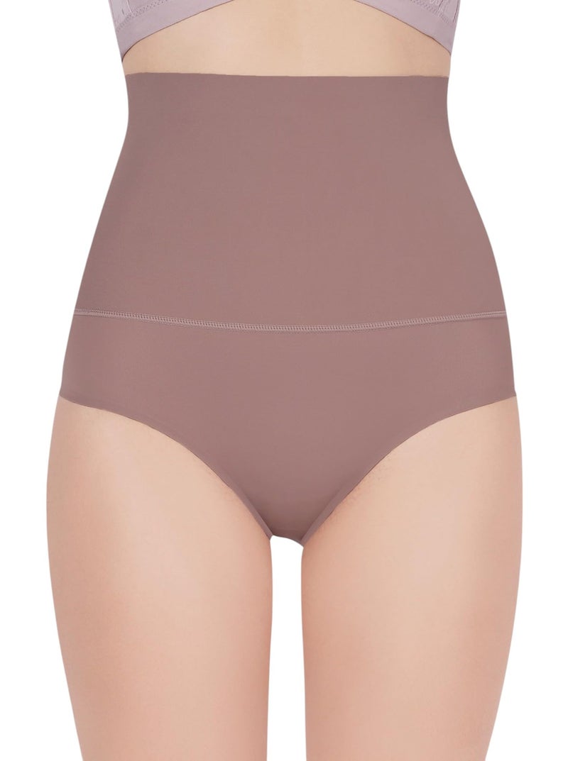 PLUMBURY Seamless High Waist Tummy Tucker| Body Shaper| Slimming Panties for Women Panties Slimming, Brown, Size M - Image 1