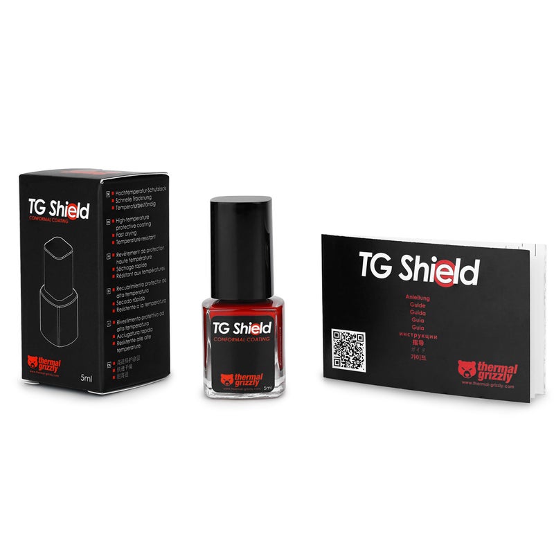 Thermal Grizzly - TG Shield (5ml red) - Protects Components From Liquid Thermal Paste and Short Circuits - High Temperature Conformal Coating CPU/GPU/PS4/PS5/Xbox