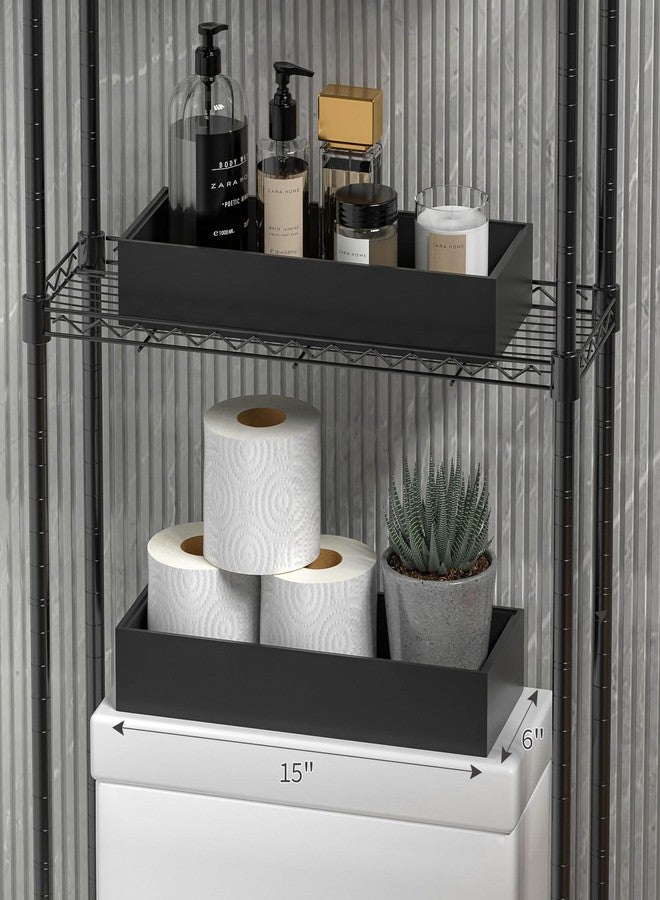 Greatseas Black Toilet Paper Storage, Bamboo Toilet Tank Tray for Bathroom Organizers and Storage, Deep Toilet Tank Basket Topper Stackable Box Wood Vanity Tray for Counter Decor, 15" x 6" x 2.5" - Image 4