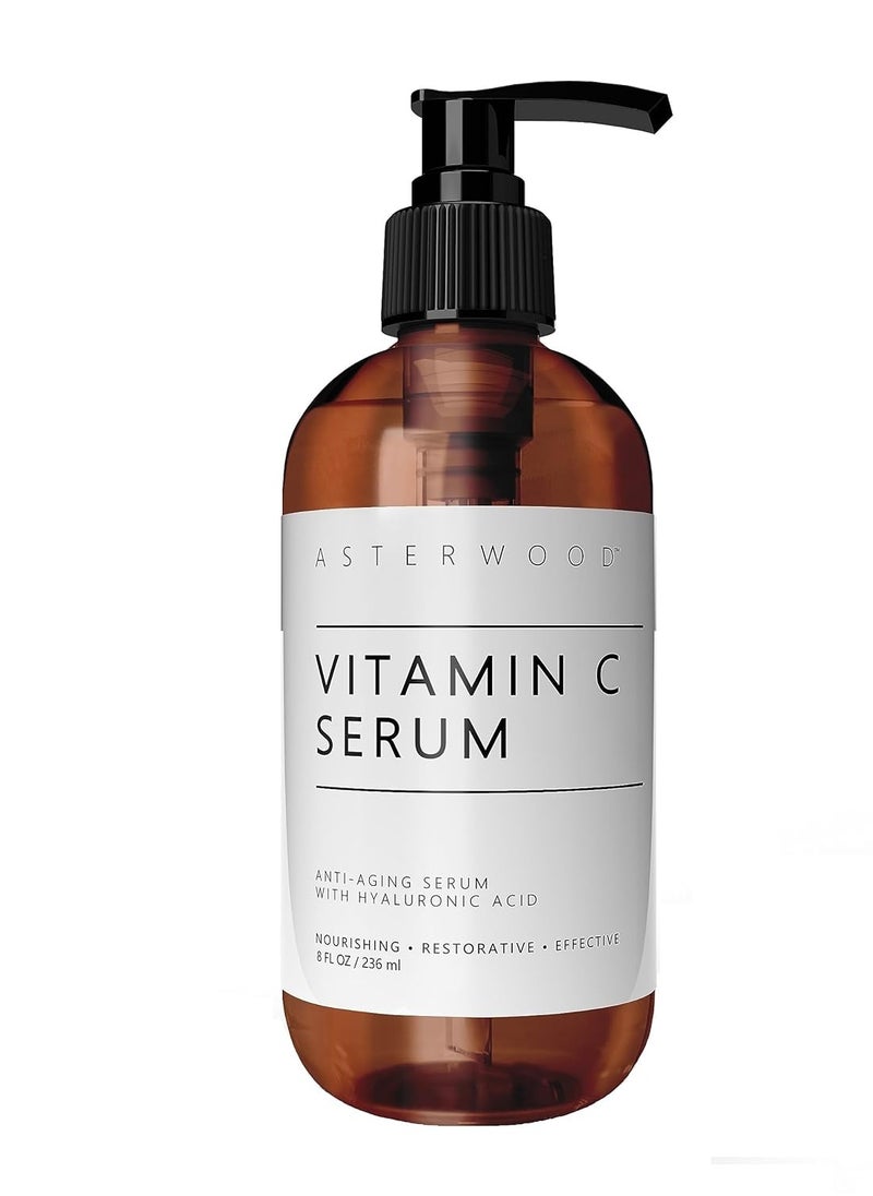 Asterwood Naturals - Asterwood Naturals Face Serum Vitamin C with Hyaluronic Acid, Anti Aging, Anti Wrinkle, Vitamin C Serum for Face Dark Spots, Eye Serum, Facial Skin Care Products, Classic Formula Pump Bottle (8 oz) - Image 1