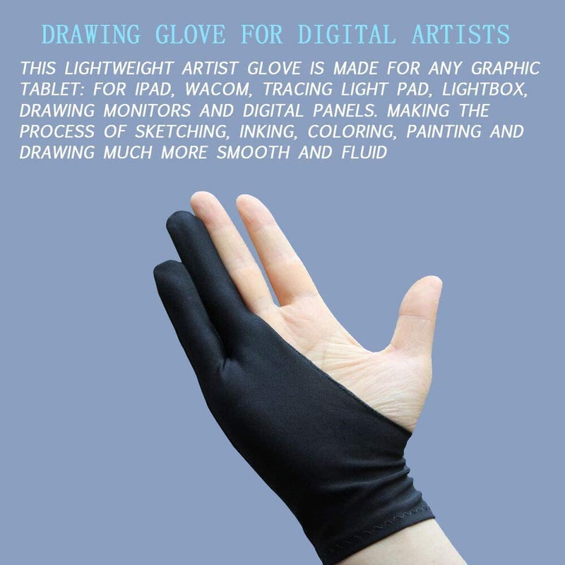 Gzingen 6 Pieces Artist Glove for Drawing Tablet (S M L), Two-Finger Tablet Drawing Gloves, Digital Artist Gloves for Graphics Pen Drawing Tablet Monitor Painting-Three Size in One (Black/White) - Image 5