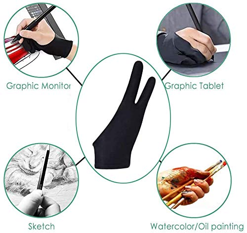 Gzingen 6 Pieces Artist Glove for Drawing Tablet (S M L), Two-Finger Tablet Drawing Gloves, Digital Artist Gloves for Graphics Pen Drawing Tablet Monitor Painting-Three Size in One (Black/White) - Image 4