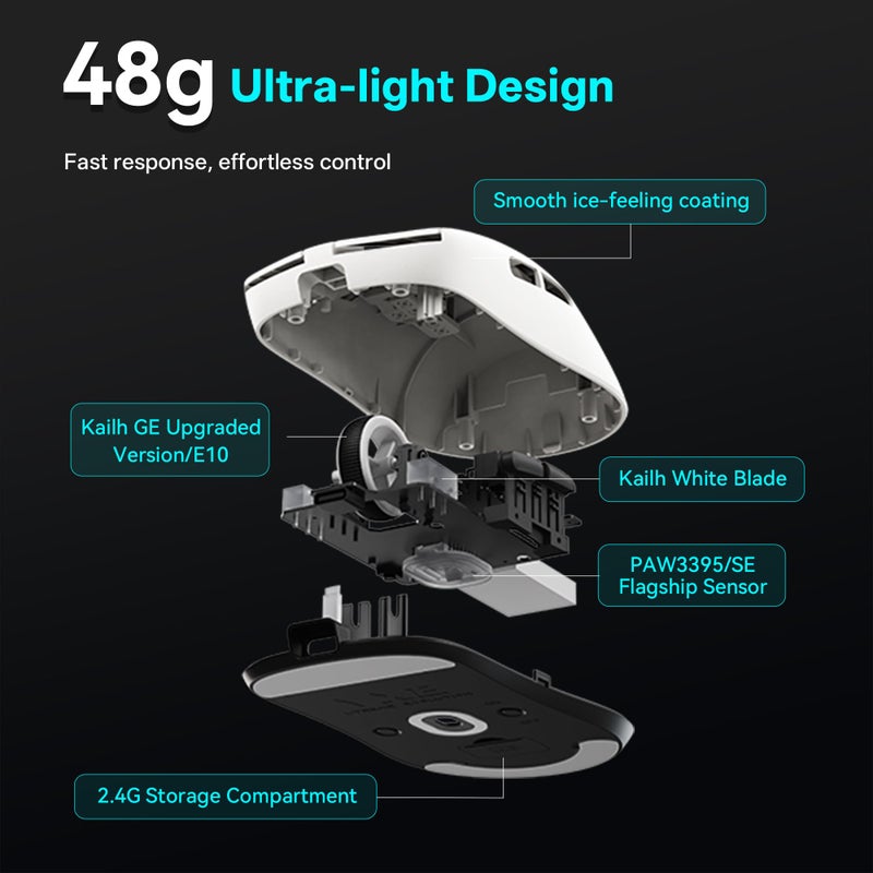 فأرة الألعاب اللاسلكية ATK VXE Dragonfly R1 SE+ – بيضاء - Image 3