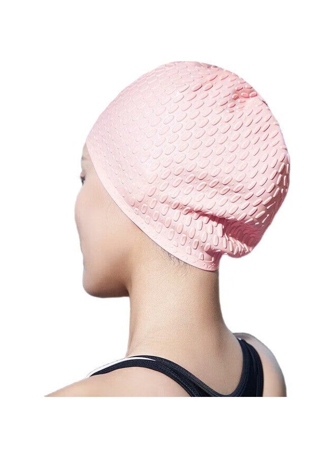 JD.com Jingzao Silicone Swim Cap For Women With Long Hair, Concave Non-Slip Particles Swimming Cap For Men And Women, Bubble Cap, Cloud White - Image 3
