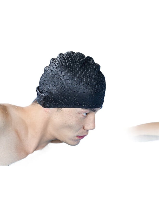 JD.com Jingzao Silicone Swim Cap For Women With Long Hair, Concave Non-Slip Particles Swimming Cap For Men And Women, Bubble Cap, Cloud White - Image 1