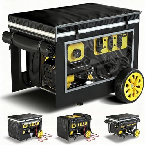 GEHENG Generator Covers While Running 32x24x24 Inches Generator Covers for Outside 1680400D Double Layer Portable Heavy Duty DustproofWaterproof Cover for 5000W10000W Frame Generators Black - Image 1