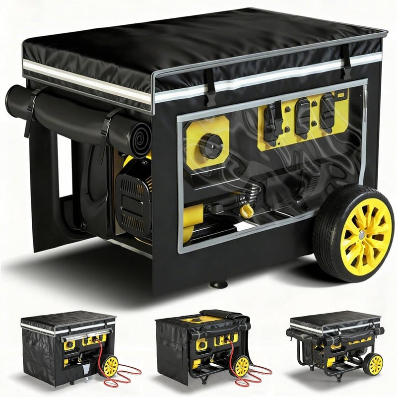 GEHENG Generator Covers While Running 32x24x24 Inches Generator Covers for Outside 1680400D Double Layer Portable Heavy Duty DustproofWaterproof Cover for 5000W10000W Frame Generators Black - Image 2