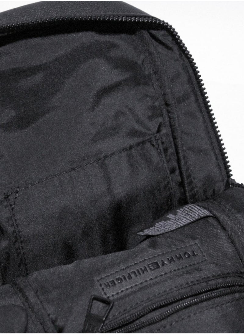 Tommy Hilfiger Plus Tommy Hilfiger Black Sling Bag with Logo and Stripe Detail  - Image 5