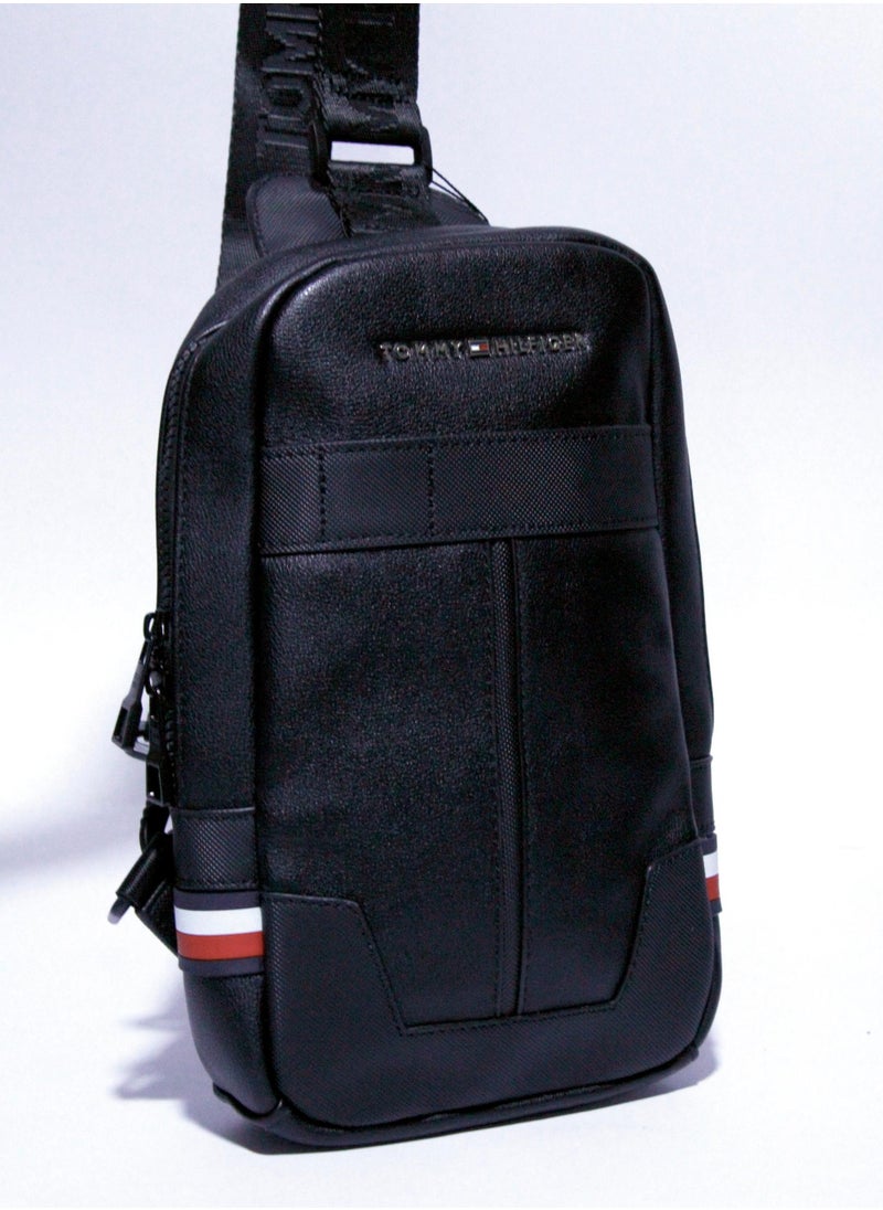 Tommy Hilfiger Plus Tommy Hilfiger Black Sling Bag with Logo and Stripe Detail  - Image 1