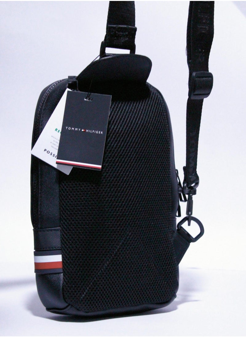 Tommy Hilfiger Plus Tommy Hilfiger Black Sling Bag with Logo and Stripe Detail  - Image 2