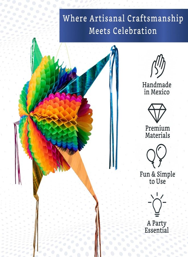 FIESTA WRAPS Mexican Piñata (Medium 26 in) - Rainbow Pinata - Authentic Handmade Foldable Large Pinata for Birthday Party - Piñatas para Cumpleaños - Fiesta Piniata - Cinco de Mayo Pinatas - Image 3