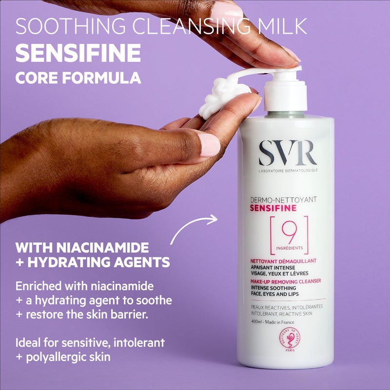 SVR Sensifine Soothing Cleanser & Makeup Remover for Face, Eyes and Lips - Gentle Melting Gel Cream that Leaves the Skin Clean, Soft & Comfortable. Specifically Designed for Sensitive Skin, 13.5 fl.oz - Image 3