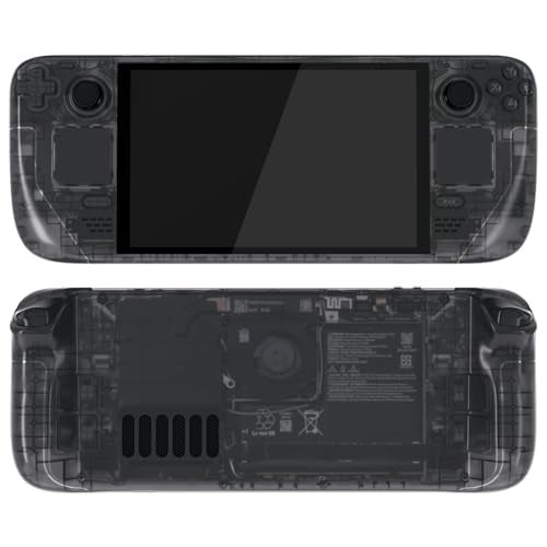 eXtremeRate Replacement Full Set Housing Shell with Buttons for Steam Deck OLED Handheld Console Custom DIY Clear Slate Black Faceplate Back Plate Trackpad Case for Steam Deck OLED Console - Image 1