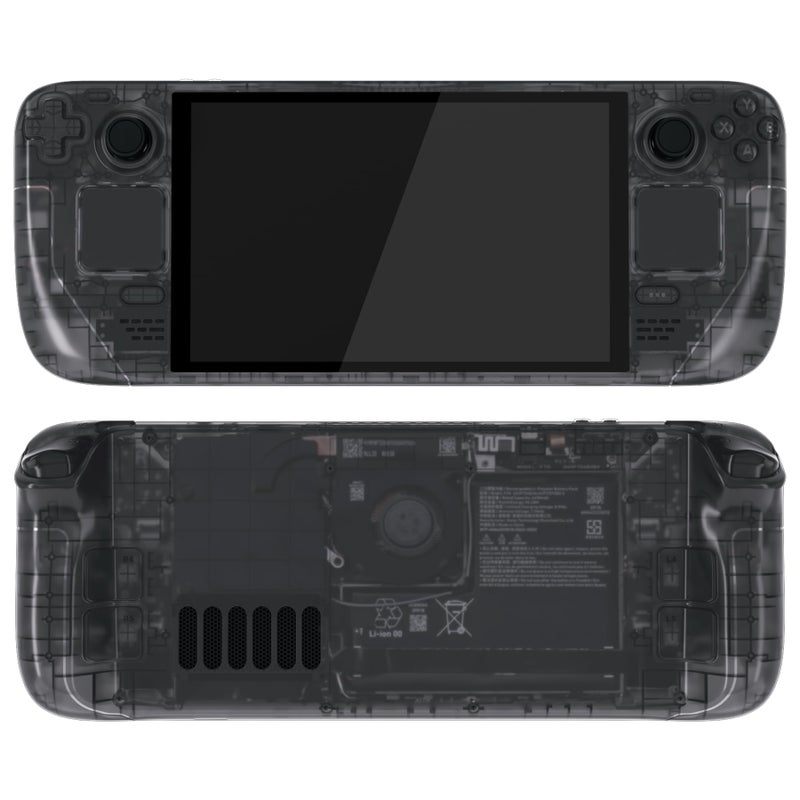eXtremeRate Replacement Full Set Housing Shell with Buttons for Steam Deck OLED Handheld Console Custom DIY Clear Slate Black Faceplate Back Plate Trackpad Case for Steam Deck OLED Console - Image 2