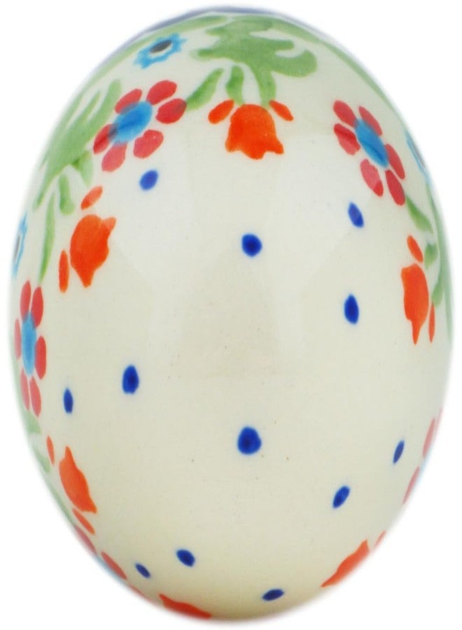 Polmedia Polish Pottery Egg Figurine - Spring Flowers Pattern Handmade in Boleslawiec Poland by Ceramika Bona + Certificate of Authenticity - Image 3