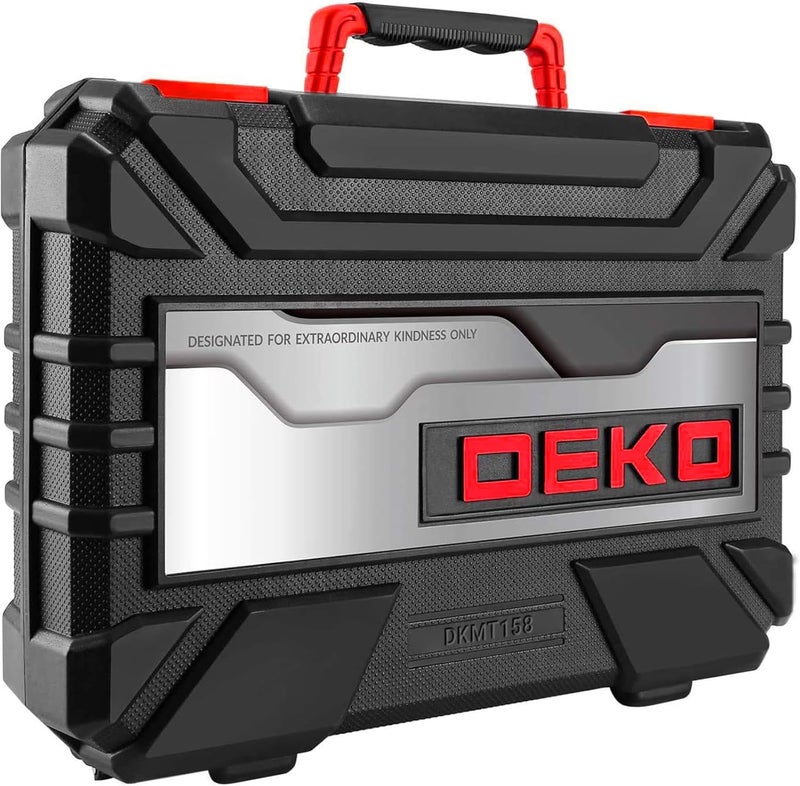 DEKOPRO Tool Set:158 Piece Home Tool Kit, Household Basic Repair Tool Set Comes with Plastic Storage Case-Red - Image 5