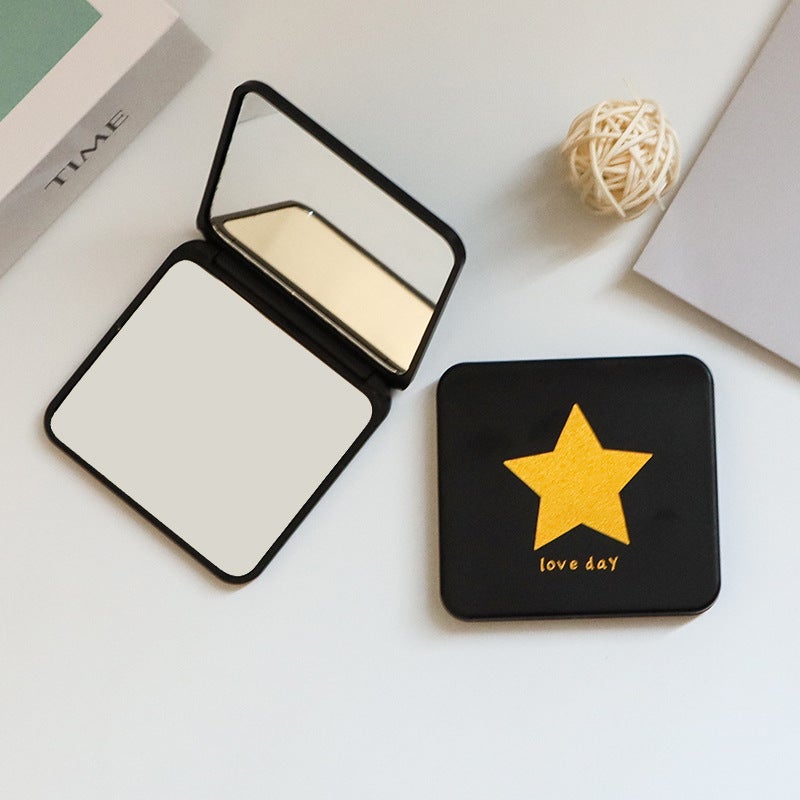Portable Mirror Student Mini Portable Double-Sided Folding Handheld Makeup Mirror Cute Small Mirror Pocket Makeup Mirror - Image 1