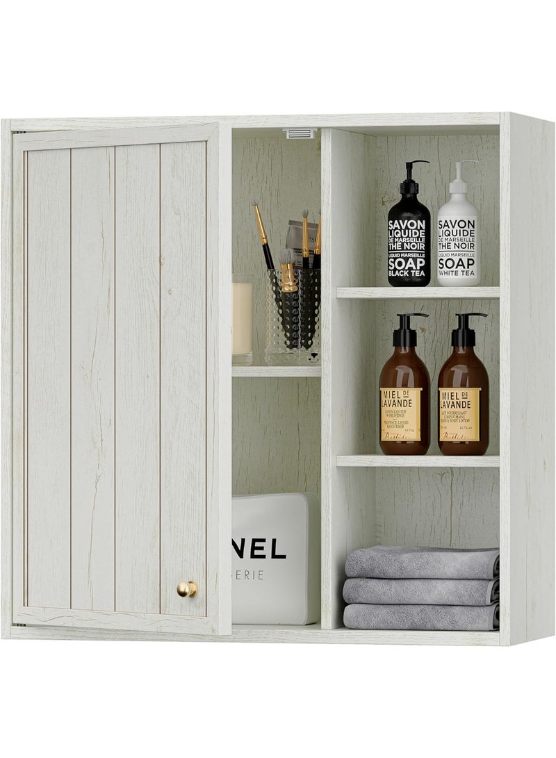 شوغوري خزانة حائط للحمام، خزانة حائط صغيرة فوق المرحاض مع باب ورف قابل للتعديل، خزانة أدوية ريفية للمطبخ، المرآب، غرفة المعيشة، غرفة الغسيل - Image 1