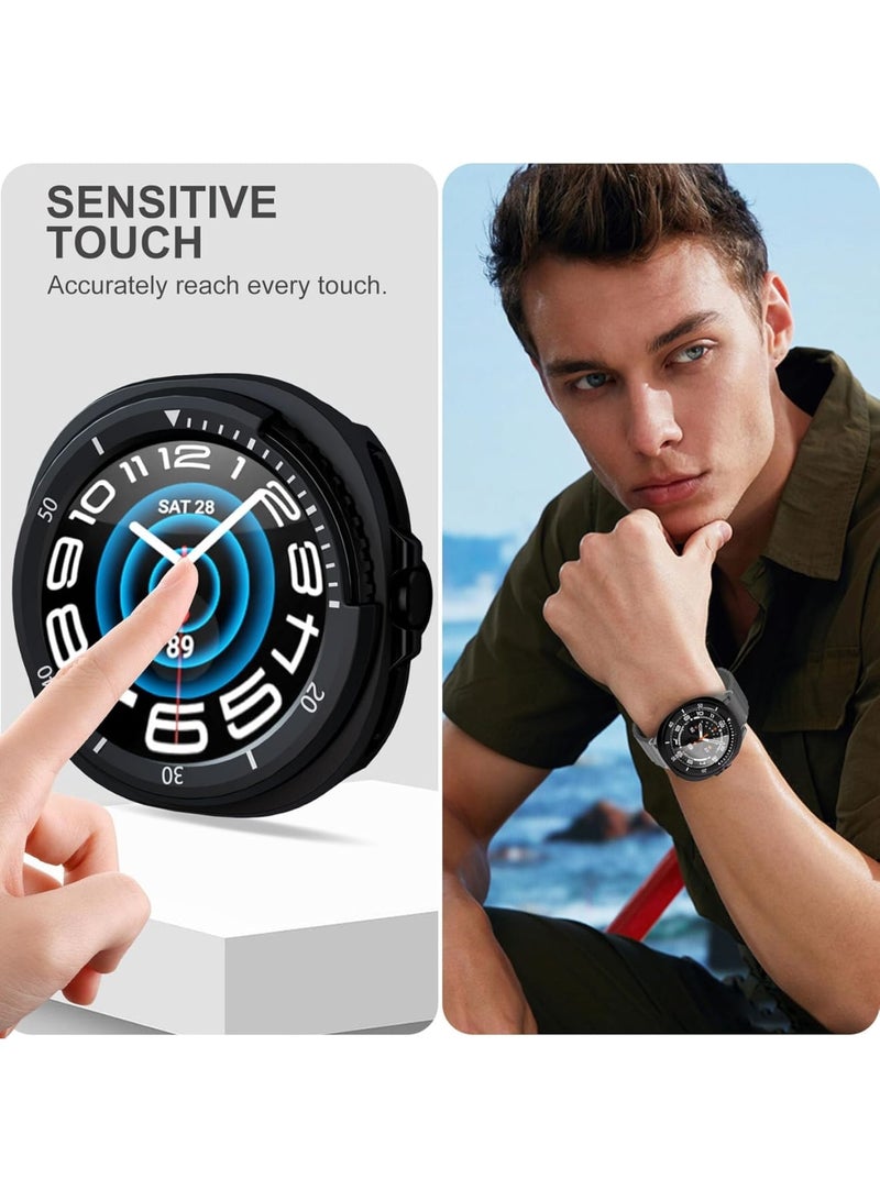 SYOSI Privacy Case Compatible with Galaxy Watch 8 Classic 46mm, Anti Spy Screen Protector with Tempered Glass Film and Hard PC Bumper Cover for Daily Use and Display Protection, 2 PK - Image 5