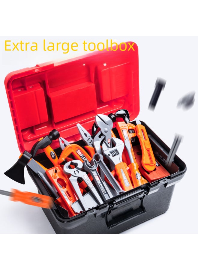 Children's Electric Toolbox Toy Set Boy Simulation Repair Chainsaw Baby Repair Screwdriver Play House-Color:55-piece Tool Set (including Electric Drill + Cap + Tool Box) - Image 5