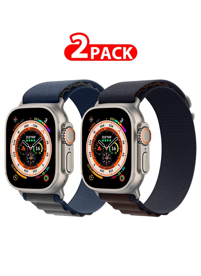 CATANES - 2 Packs For Watch Ultra Smartwatch with Rugged Titanium Case and Alpine Loop 49mm Fitness Tracker Precision GPS Action Button Extra Long Battery Life with Blue and Dark Blue Alpine Loop Band - Image 1