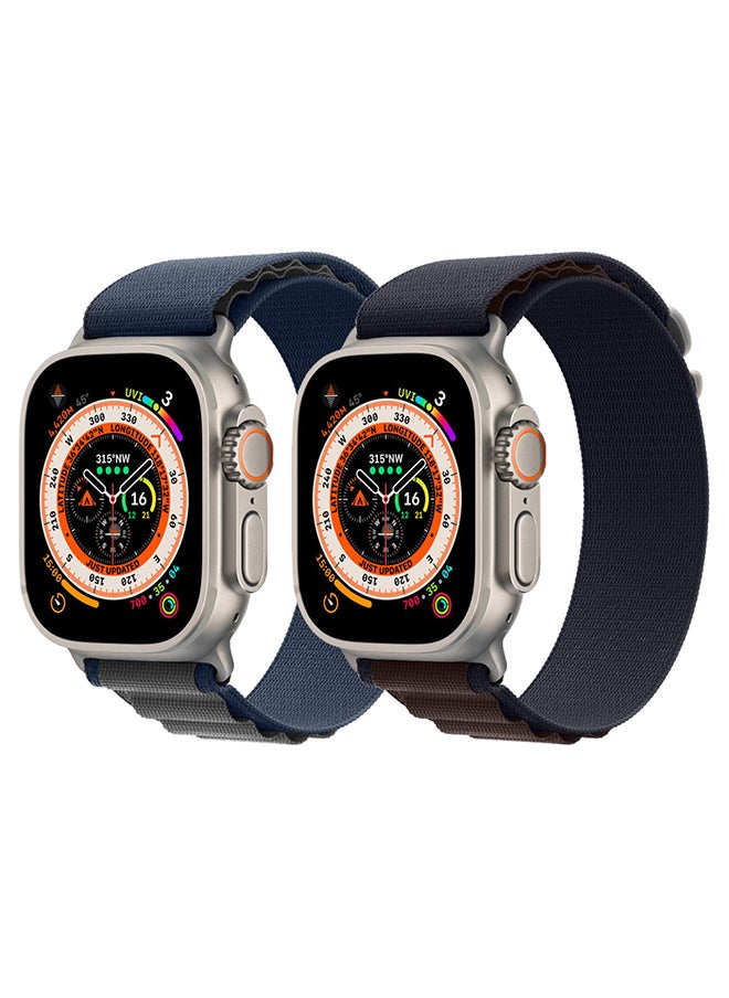 CATANES - 2 Packs For Watch Ultra Smartwatch with Rugged Titanium Case and Alpine Loop 49mm Fitness Tracker Precision GPS Action Button Extra Long Battery Life with Blue and Dark Blue Alpine Loop Band - Image 1