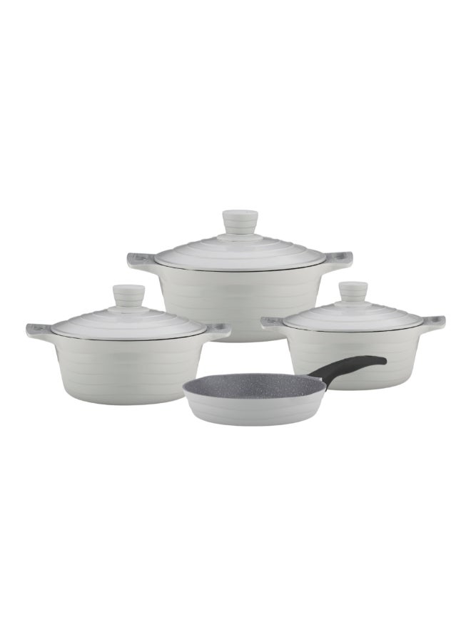 PARFAIT 7-Piece Wave Die Cast Aluminum Cookware Set Light Grey 13.8 x 34.5 x 57 cm XB-RD7GREY - Image 5
