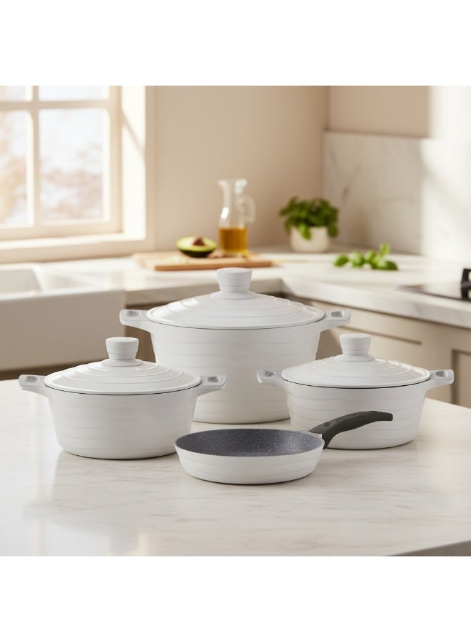 PARFAIT 7-Piece Wave Die Cast Aluminum Cookware Set Light Grey 13.8 x 34.5 x 57 cm XB-RD7GREY - Image 1