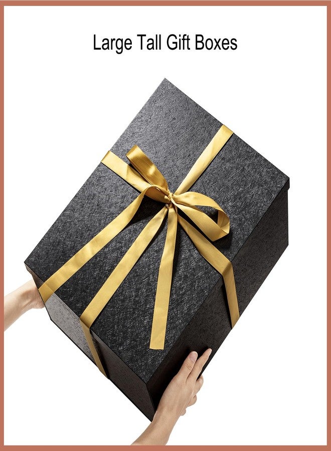 Mefleet صندوق هدايا كبير من ميفليت، مقاس 16×12×8 بوصة، مع غطاء، لون أسود داكن، عبوة واحدة، مناسب لهدايا عيد الميلاد، وأعياد الميلاد، وعيد الحب، وعيد الأم - يحتوي على ورق مجعد، وشريط، وبطاقة - Image 5
