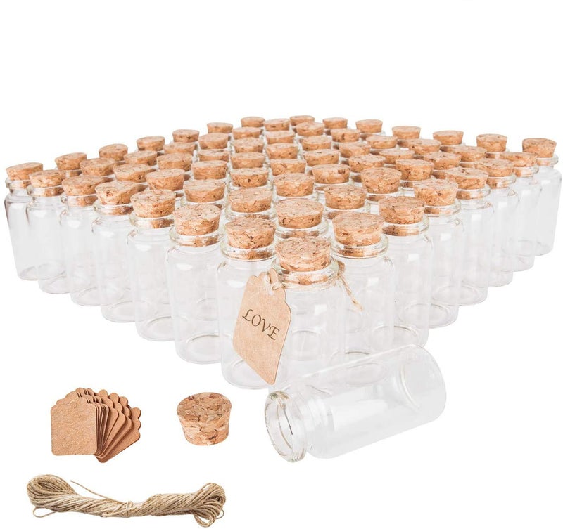 Brajttt 30ml Potion Bottles,64PCS Small Glass Bottles with Cork, DIY Decoration Tiny bottles with Cork, Spell Jars, Storage Container for Art Crafts for Wedding Party Supplies - Image 1