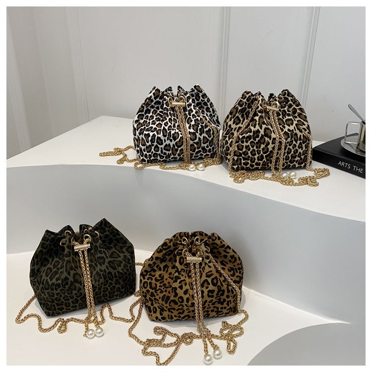 Leopard Bucket Bag Women'S Bag Personalized Niche Design Sense Chain Bag Autumn New Commuter Shoulder Bag Crossbody Bag - Image 3