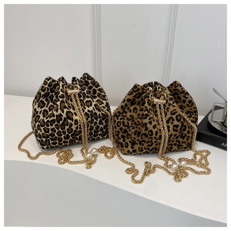 Leopard Bucket Bag Women'S Bag Personalized Niche Design Sense Chain Bag Autumn New Commuter Shoulder Bag Crossbody Bag - Image 2