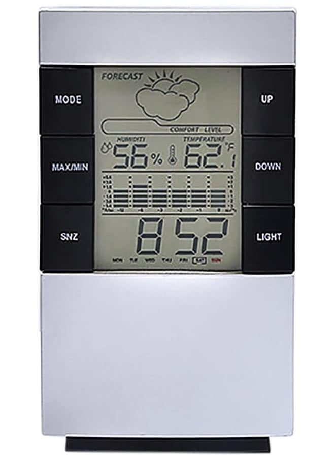 SUCITY - Digital Alarm Clock, Desk Clock with Large LCD Display, Multifunction Electronic Clock with Temperature Date Display , Smart Alarm Clock for Bedroom or Living Room - Image 1