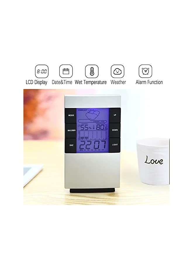 SUCITY - Digital Alarm Clock, Desk Clock with Large LCD Display, Multifunction Electronic Clock with Temperature Date Display , Smart Alarm Clock for Bedroom or Living Room - Image 1