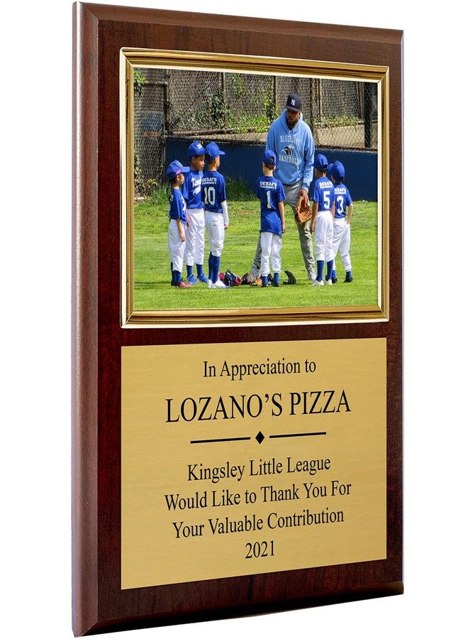 PlaqueMaker Sponsor, Thank You, Appreciation Or Dedication Photo Plaque - Includes 4 x 6" Photo Frame, Gold Metal and Your Personal Text - Image 1