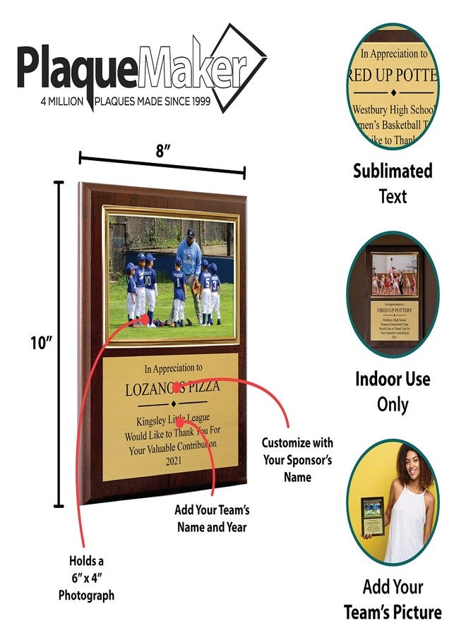 PlaqueMaker Sponsor, Thank You, Appreciation Or Dedication Photo Plaque - Includes 4 x 6" Photo Frame, Gold Metal and Your Personal Text - Image 5