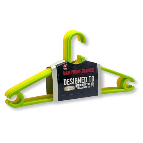 Mahaware Sturdy Polypropylene Hanger, Pack of 6, Green and Yellow l Cloth Hanger l Dress Hangers l Hanger for Clothes Hanging - Image 1