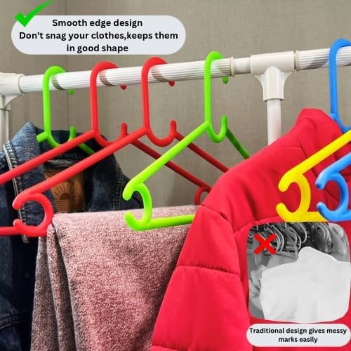 Mahaware Sturdy Polypropylene Hanger, Pack of 6, Green and Yellow l Cloth Hanger l Dress Hangers l Hanger for Clothes Hanging - Image 2